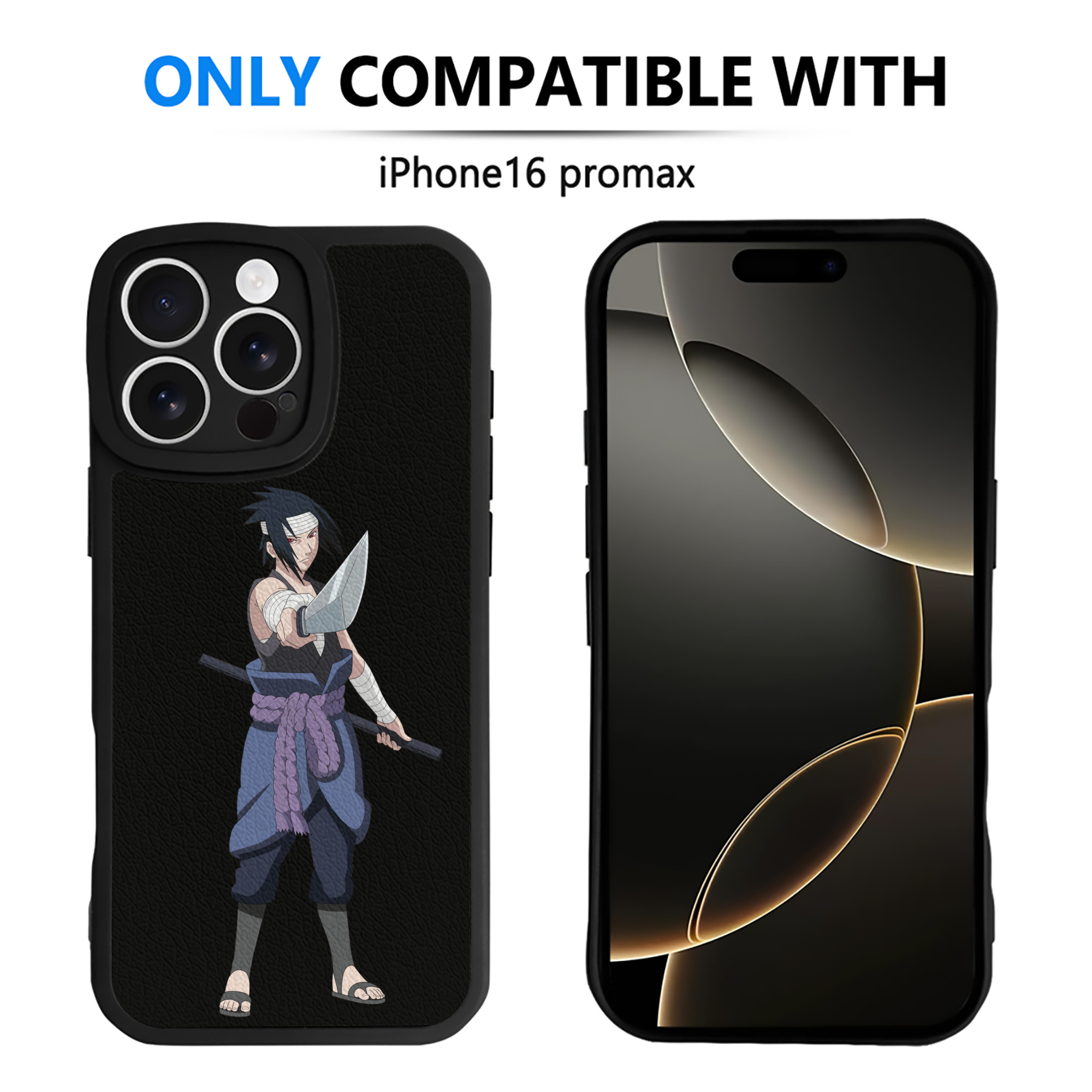 （画像用） NARUTO -ナルト- うちは サスケ Uchiha Sasuke 【iPhone 16シリーズ対応】シリコンスマホケース（レザー調） 材質：シリコン